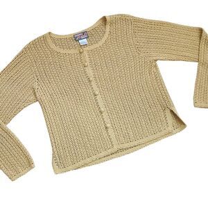 April Cornell Sweater Cardigan Womens Medium Crochet Cottagecore Nature